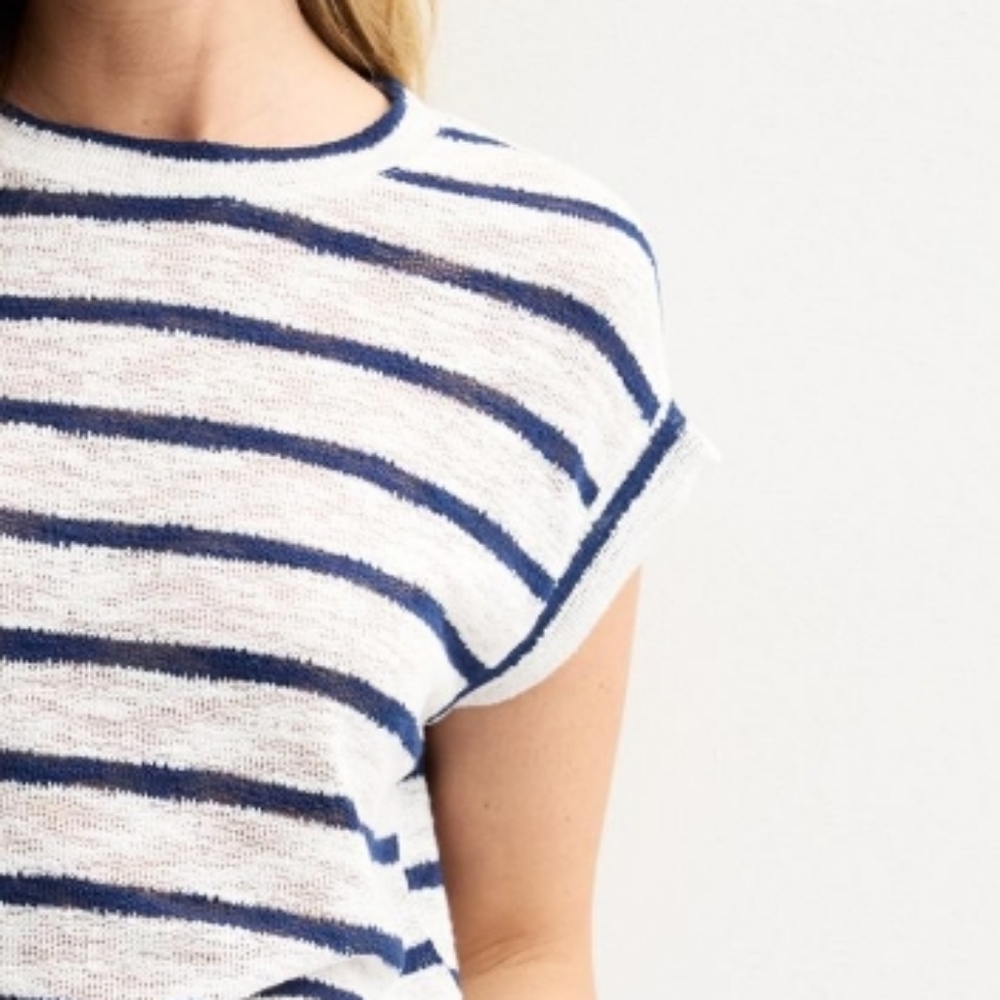 Sonoma Navy and White Striped Short Sleeve Muscle Tee - Picture 2 of 2